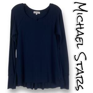 Michael Stars Treasure Notch Neck Top Relaxed Fit Navy Blue Womens Size XS